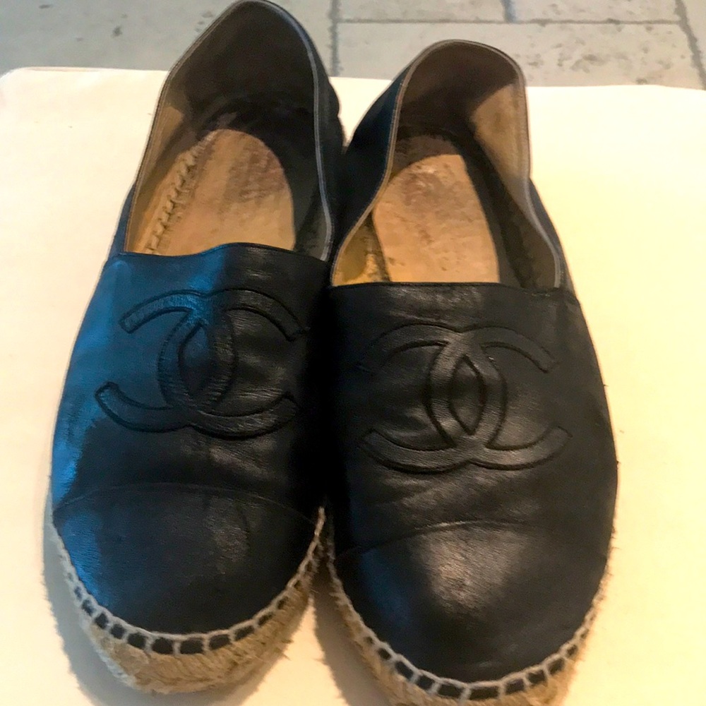 Chanel Black Leather Cc Espadrille size 40 Used